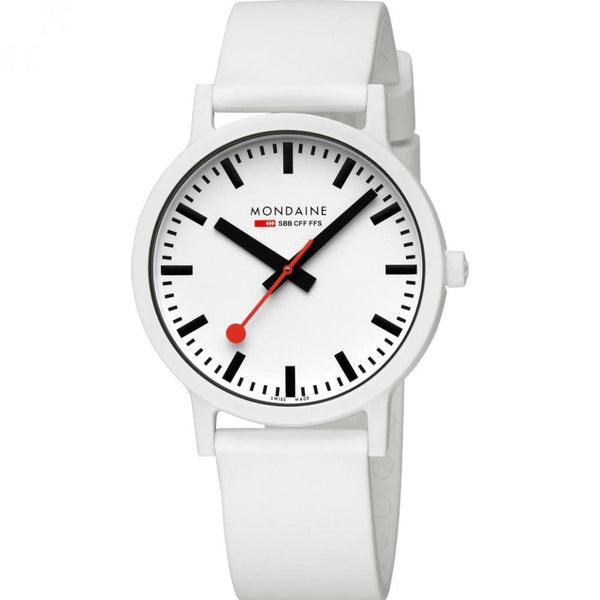 Mondaine Men's Essence 41mm White Silicone Strap Watch