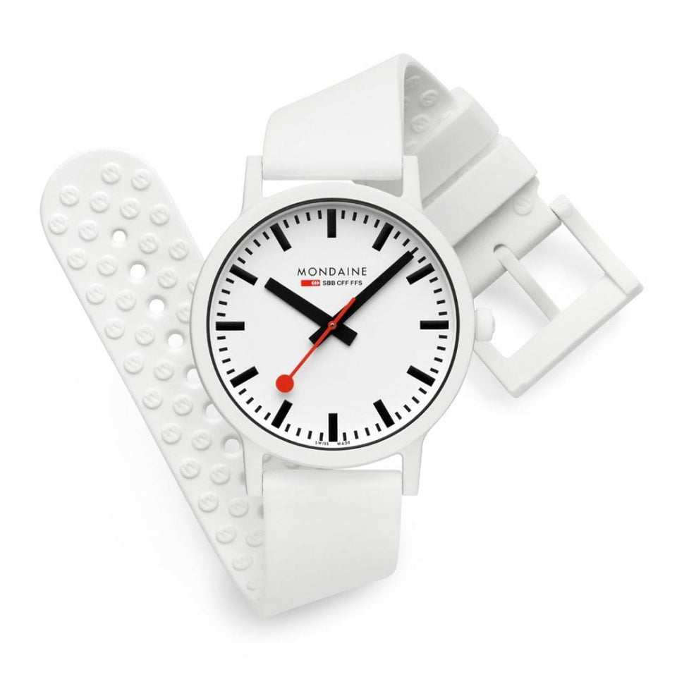 Mondaine Men's Essence 41mm White Silicone Strap Watch