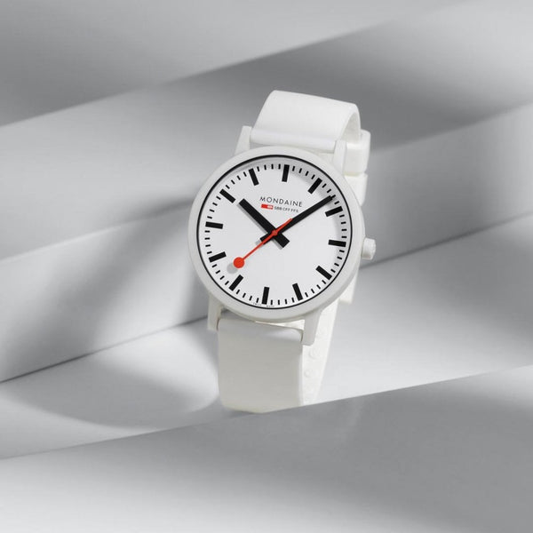 Mondaine Men's Essence 41mm White Silicone Strap Watch
