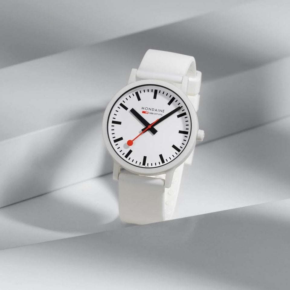 Mondaine Men's Essence 41mm White Silicone Strap Watch