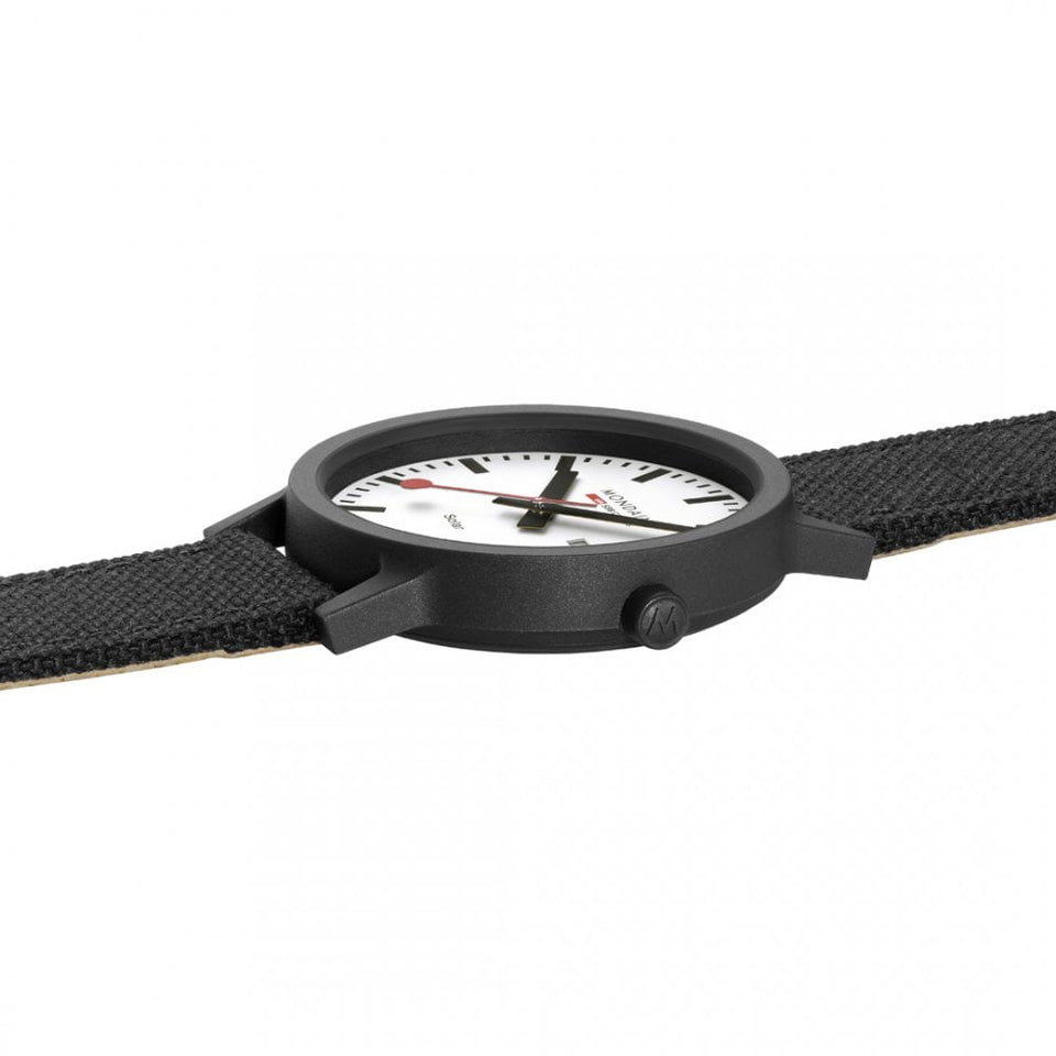 Mondaine Men's Essence Solar 41mm Black Textile Strap Watch