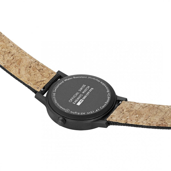 Mondaine Men's Essence Solar 41mm Black Textile Strap Watch