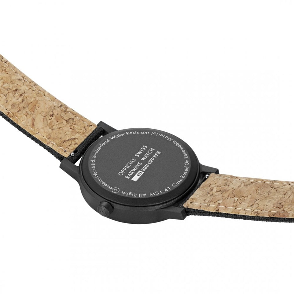 Mondaine Men's Essence Solar 41mm Black Textile Strap Watch