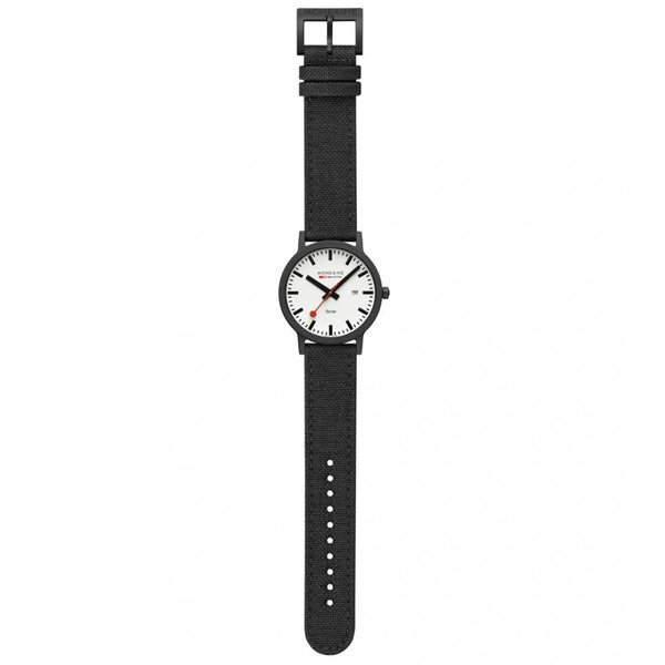 Mondaine Men's Essence Solar 41mm Black Textile Strap Watch