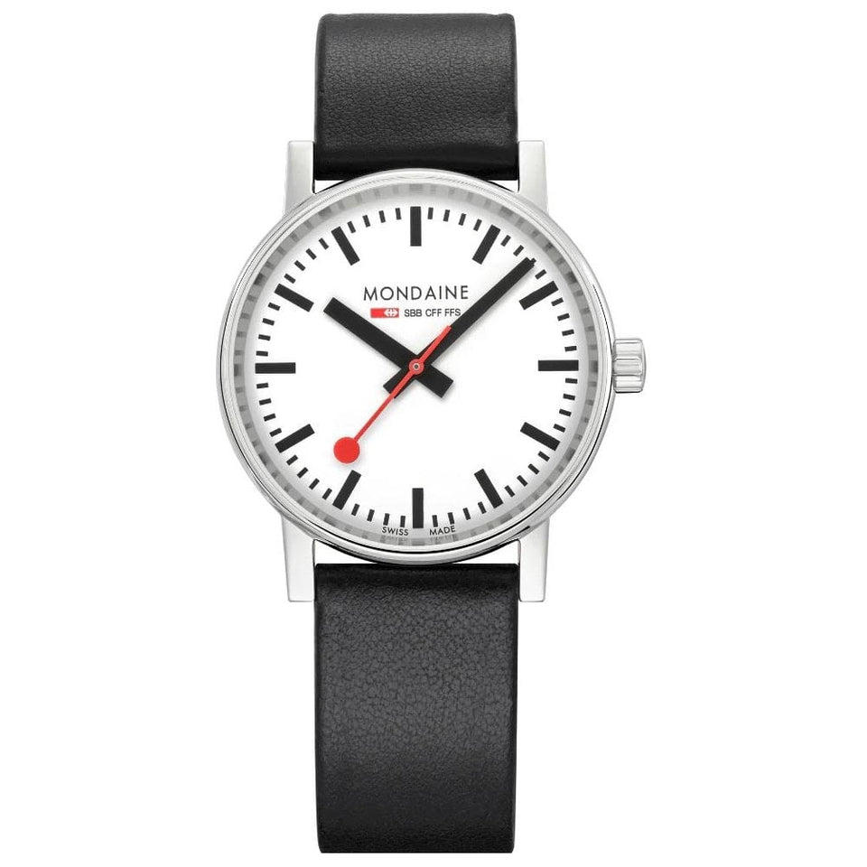 Mondaine Men's EVO2 35mm Black Vegan Grape Leather Strap Watch
