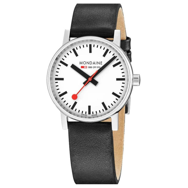 Mondaine Men's EVO2 35mm Black Vegan Grape Leather Strap Watch