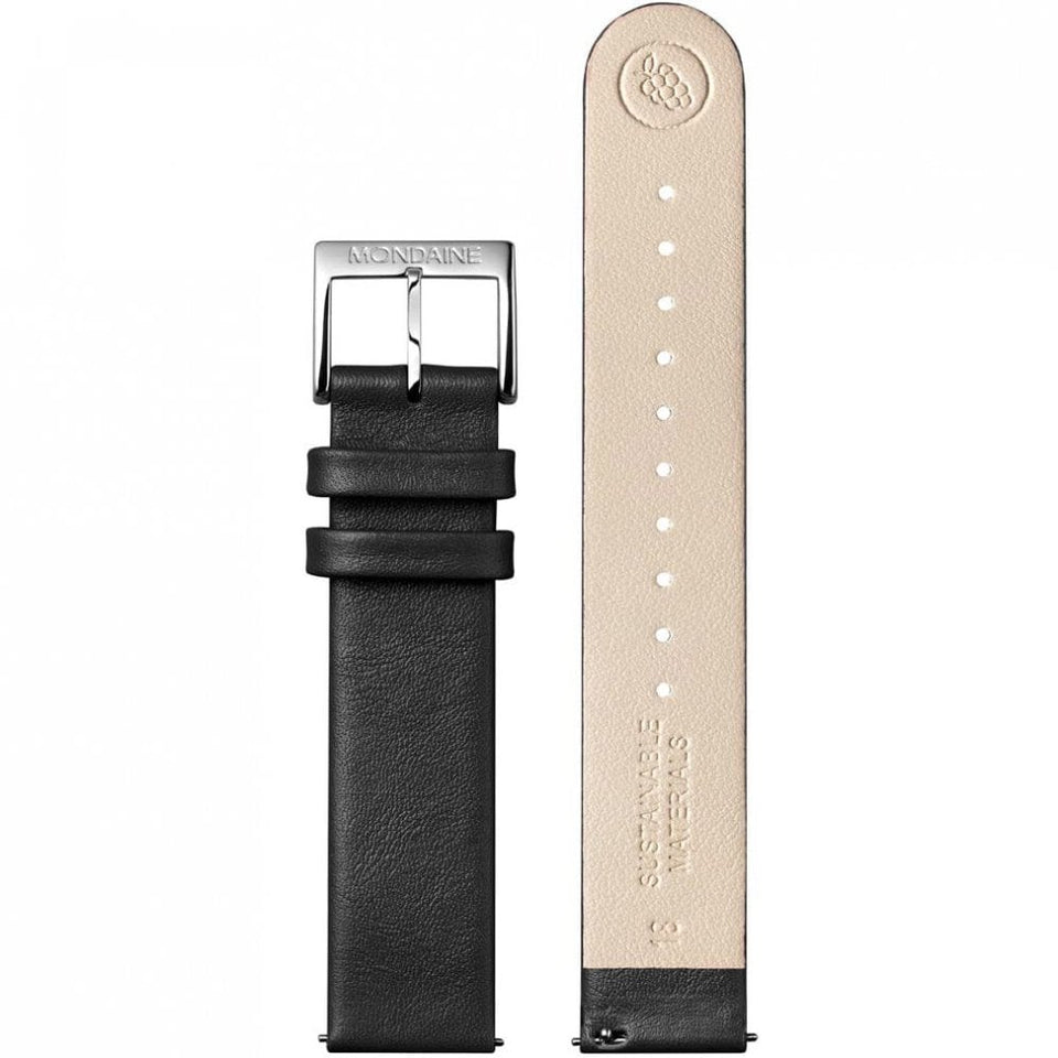 Mondaine Men's EVO2 35mm Black Vegan Grape Leather Strap Watch