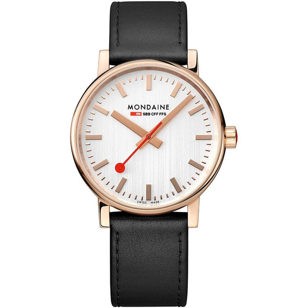 Mondaine Men's EVO2 Black Leather Strap Watch, 40mm