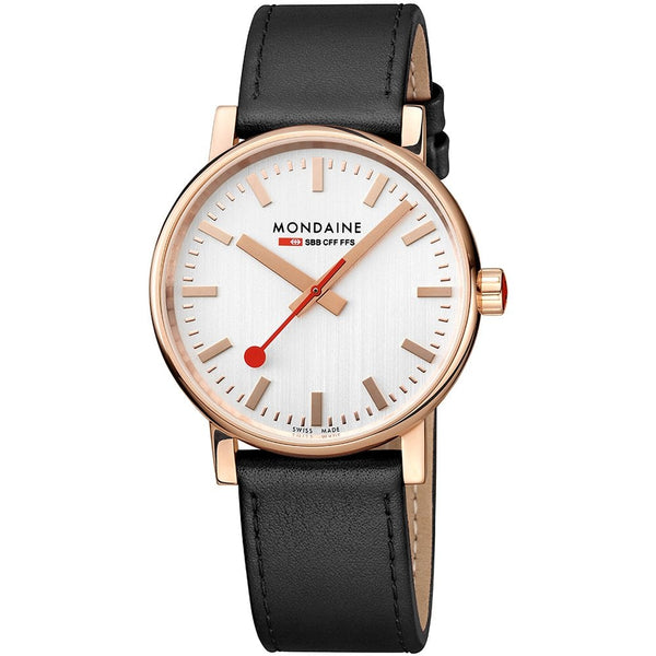 Mondaine Men's EVO2 Black Leather Strap Watch, 40mm