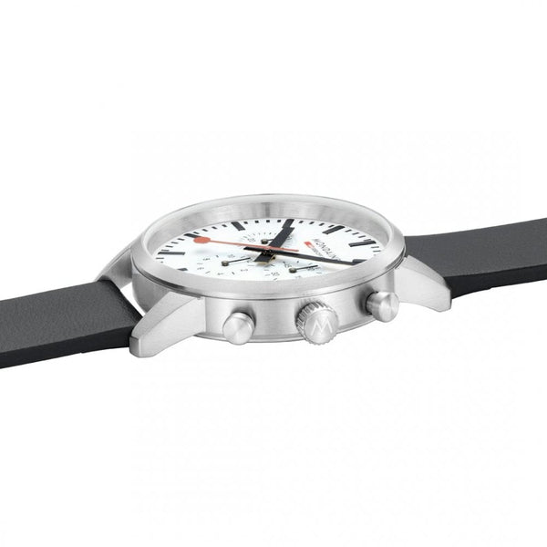 Mondaine Men's Neo Chronograph 41mm Black Vegan Leather Strap Watch