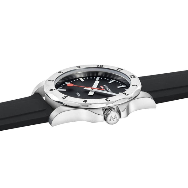 Mondaine Men's Numeri 42mm Black Dial Silicone Strap Watch