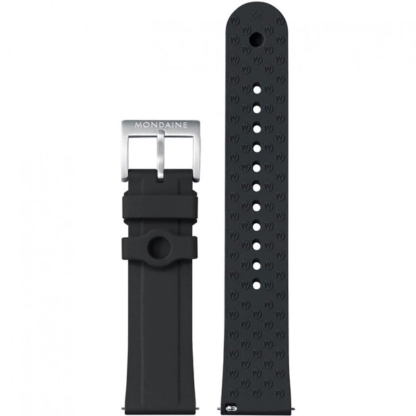 Mondaine Men's Numeri 42mm Black Dial Silicone Strap Watch