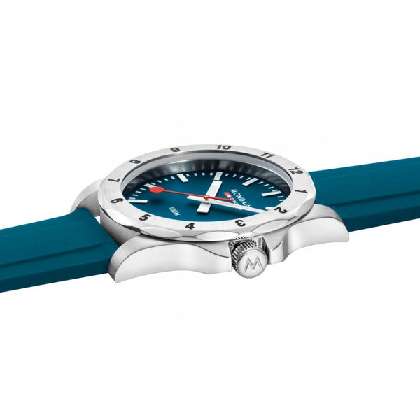Mondaine Men's Numeri 42mm Blue Dial Silicone Strap Watch