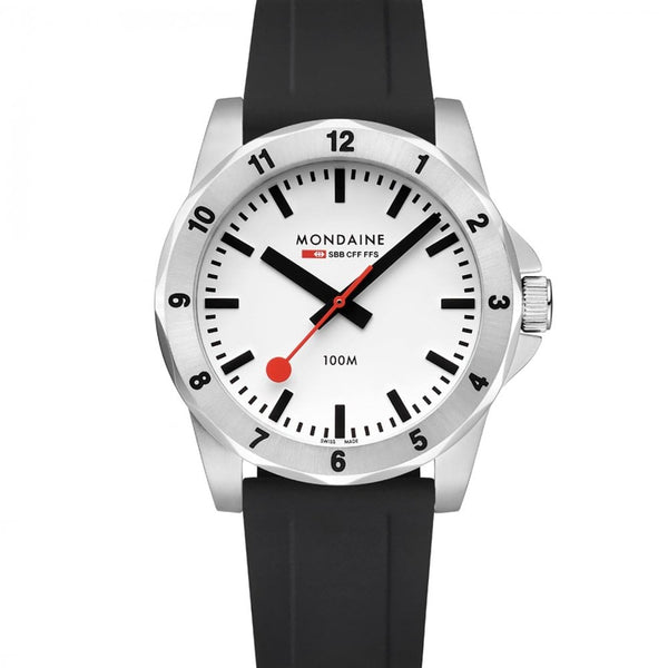 Mondaine Men's Numeri 42mm White Dial Silicone Strap Watch