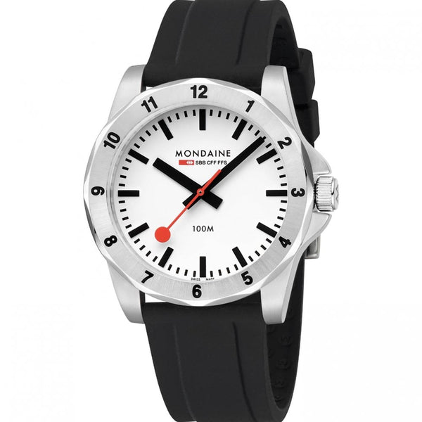 Mondaine Men's Numeri 42mm White Dial Silicone Strap Watch
