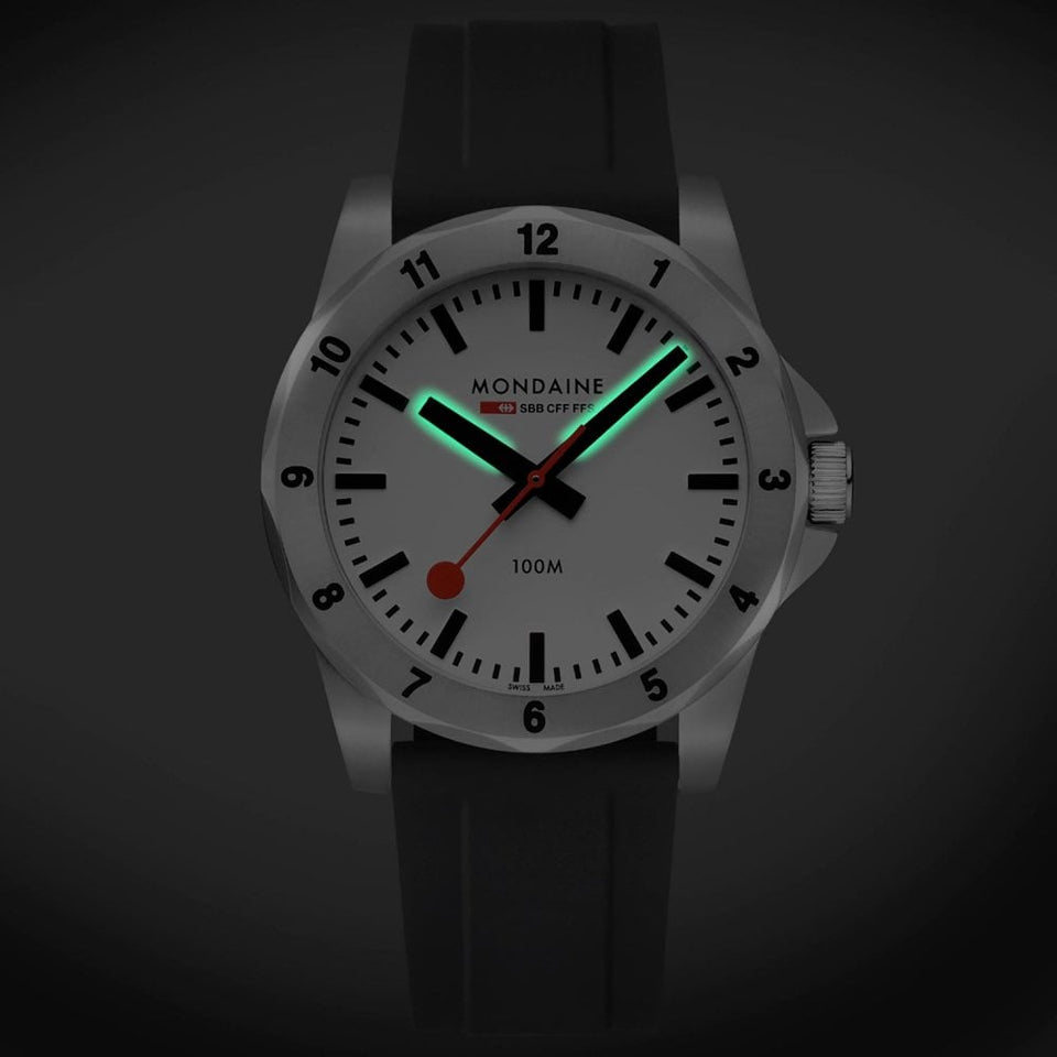 Mondaine Men's Numeri 42mm White Dial Silicone Strap Watch