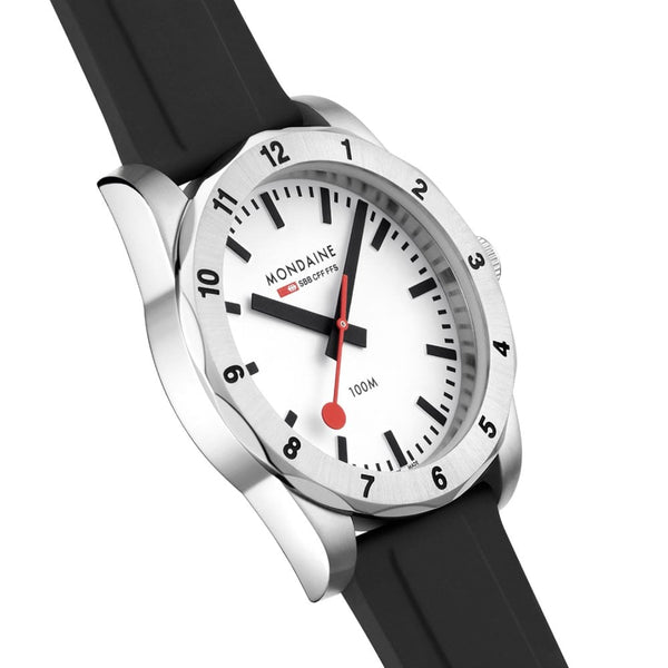 Mondaine Men's Numeri 42mm White Dial Silicone Strap Watch