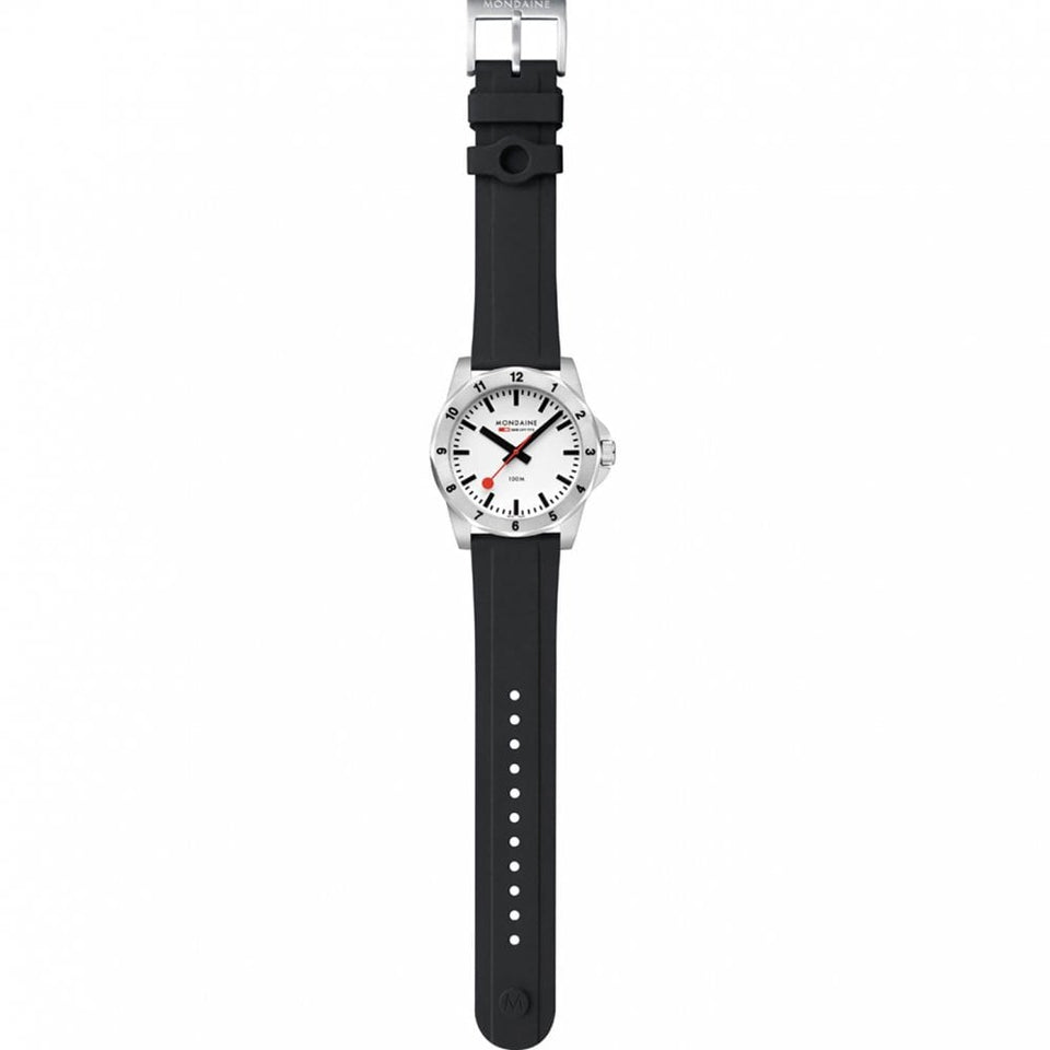 Mondaine Men's Numeri 42mm White Dial Silicone Strap Watch