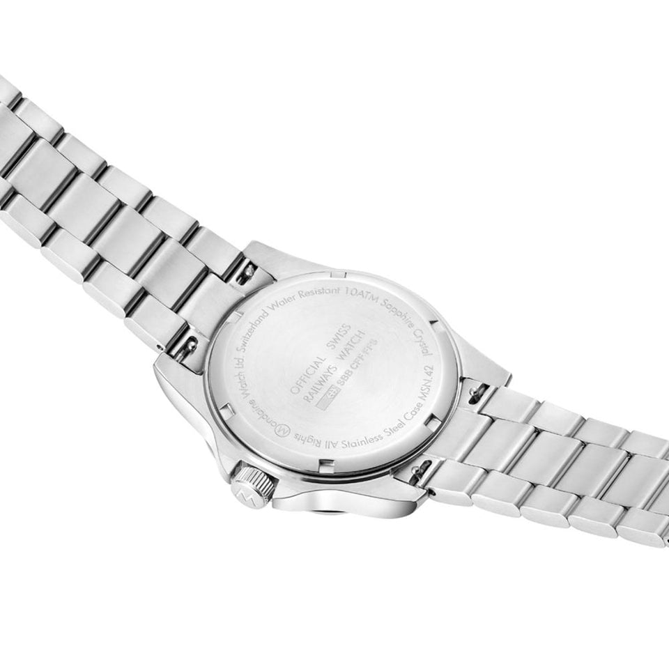 Mondaine Men's Numeri 42mm White Dial Stainless Steel Bracelet Watch