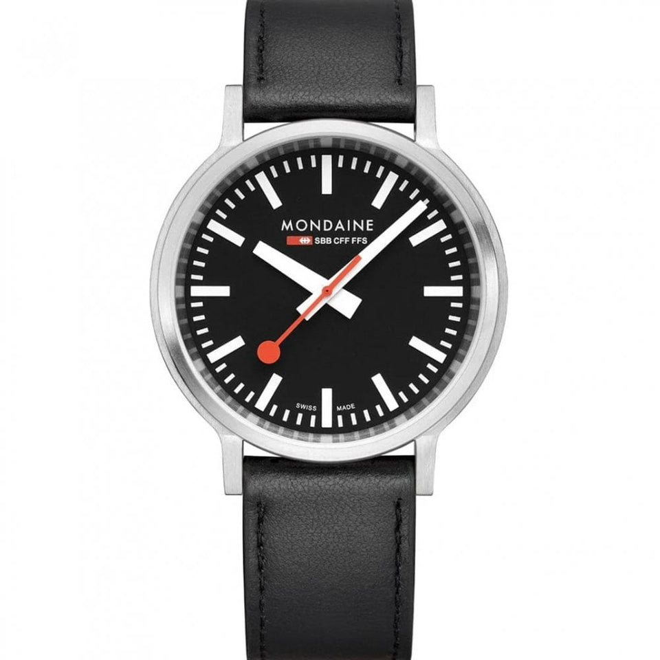 Mondaine Men's Stop2Go 41mm Vegan Leather Strap Watch