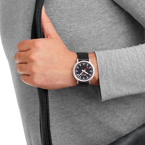 Mondaine Men's Stop2Go 41mm Vegan Leather Strap Watch