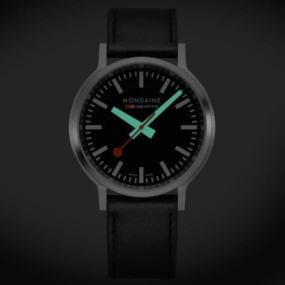 Mondaine Men's Stop2Go 41mm Vegan Leather Strap Watch