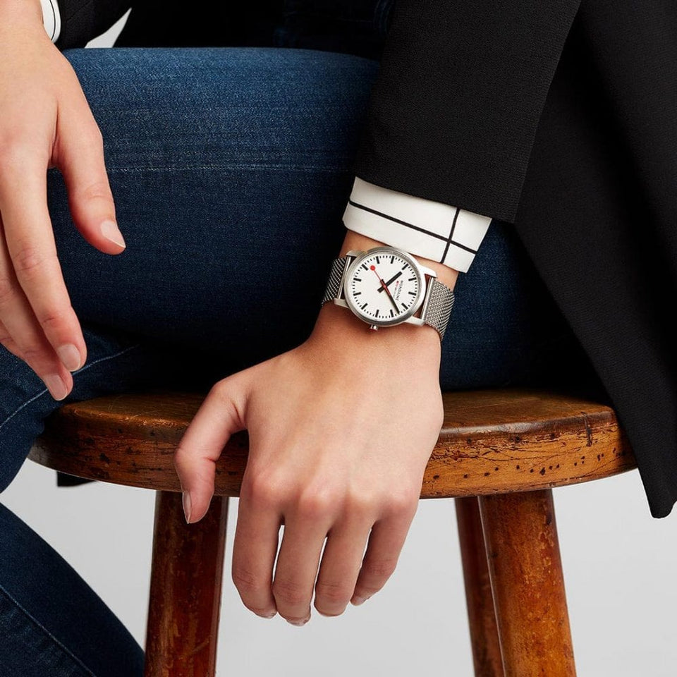Mondaine Simply Elegant 36mm Mesh Strap Watch