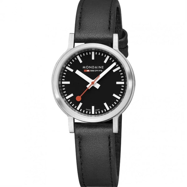 Mondaine Stop2Go 34mm Classic Vegan Leather Strap Watch
