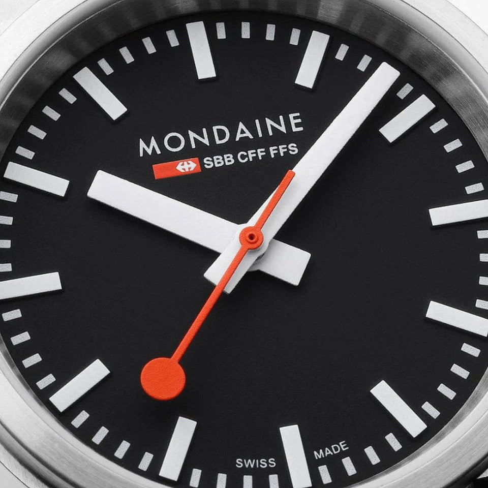 Mondaine Stop2Go 34mm Classic Vegan Leather Strap Watch