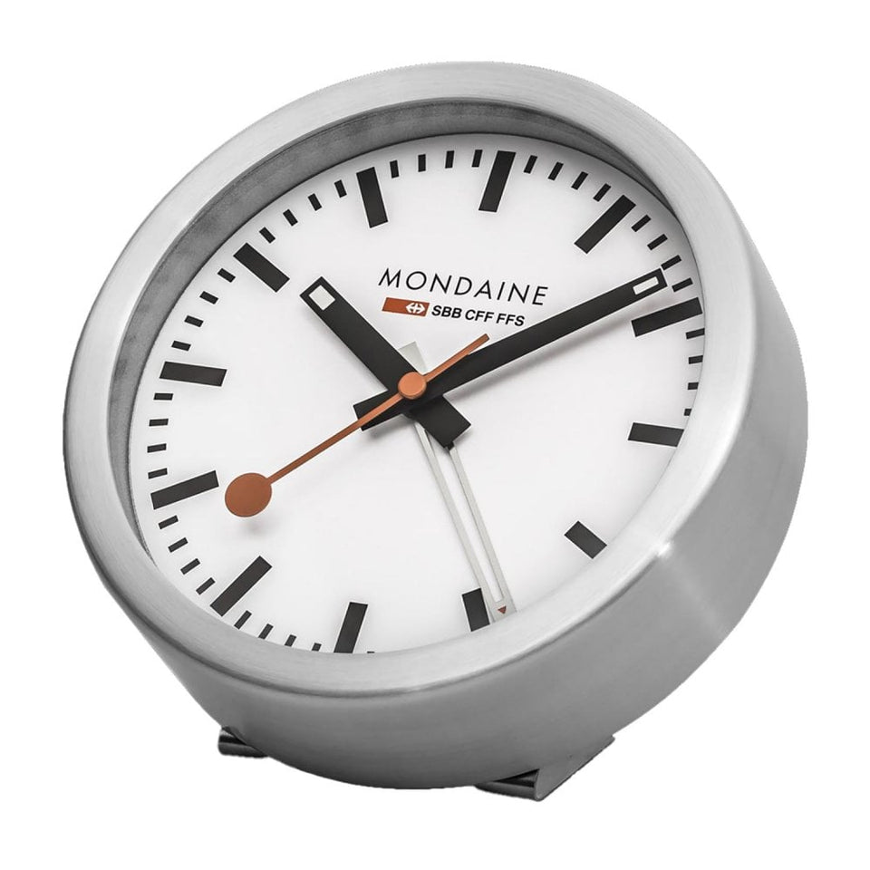 Mondaine Swiss Railways 12.5cm Mini Table Clock With Alarm