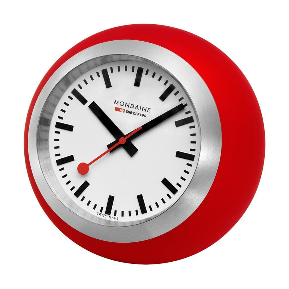Mondaine Swiss Railways 60mm Red Global Table Clock
