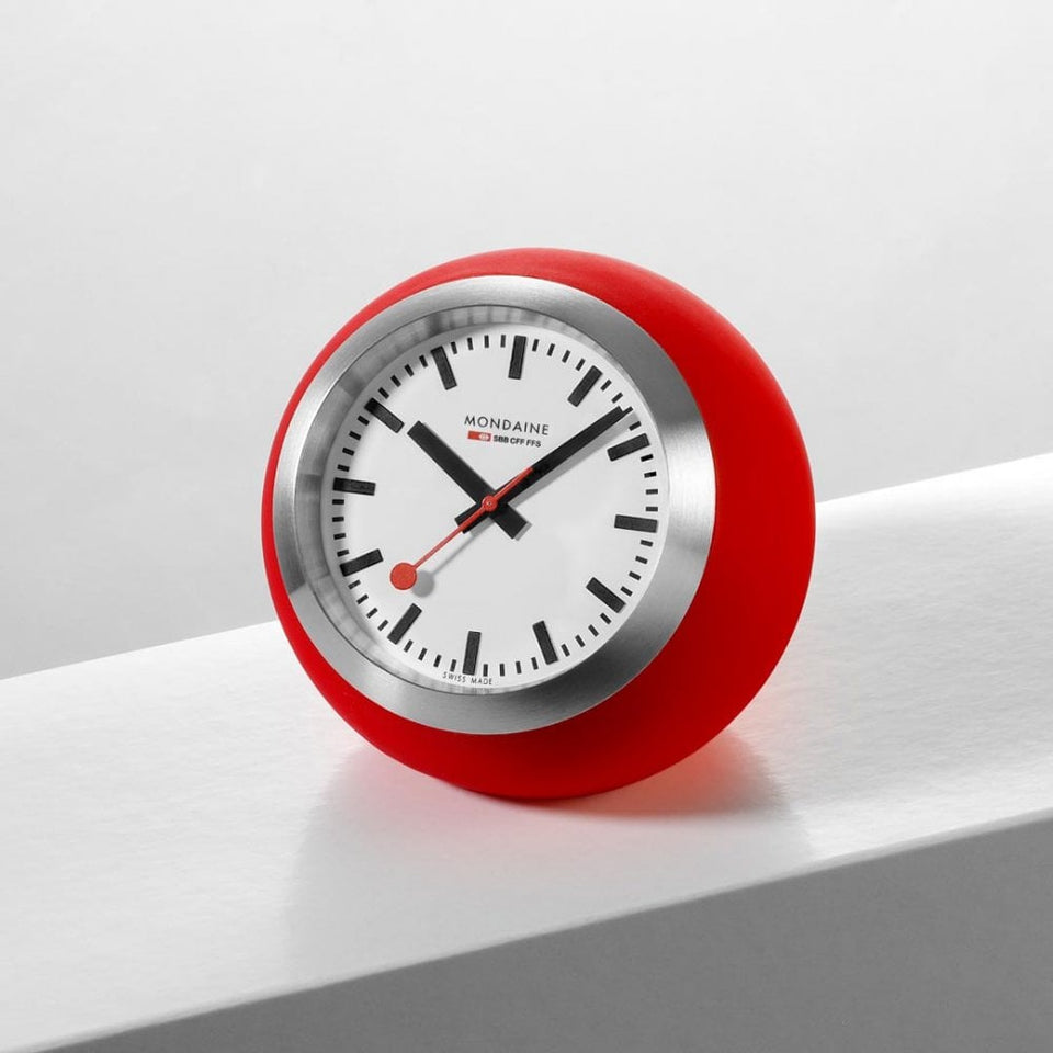 Mondaine Swiss Railways 60mm Red Global Table Clock