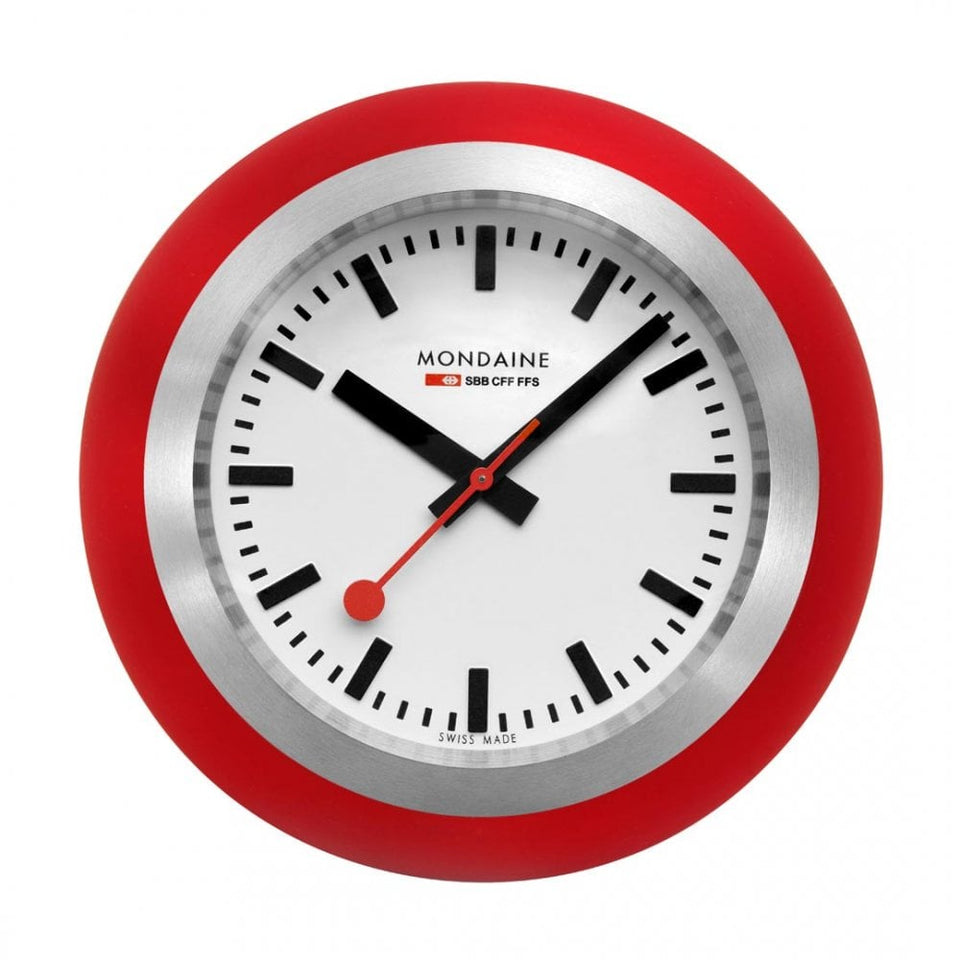 Mondaine Swiss Railways 60mm Red Global Table Clock