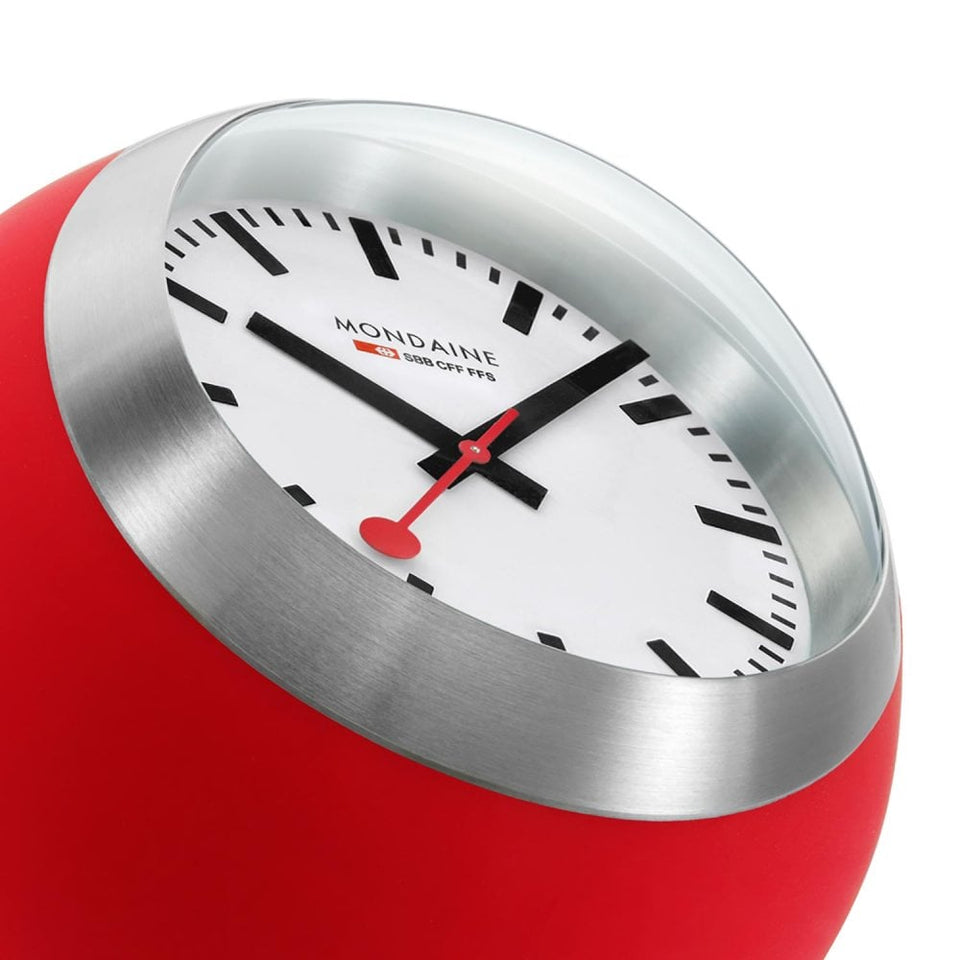 Mondaine Swiss Railways 60mm Red Global Table Clock