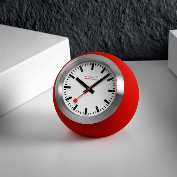 Mondaine Swiss Railways 60mm Red Global Table Clock