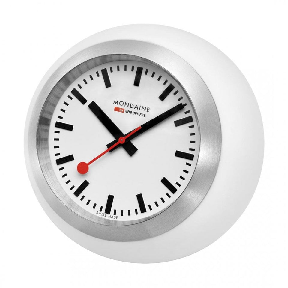 Mondaine Swiss Railways White 60mm Globe Table Clock