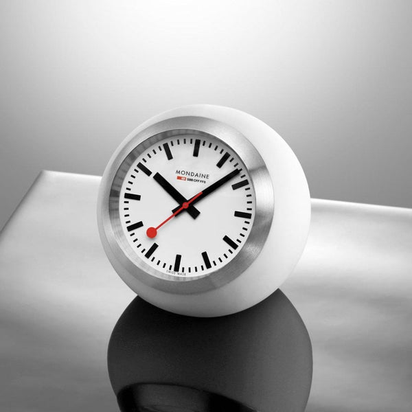Mondaine Swiss Railways White 60mm Globe Table Clock