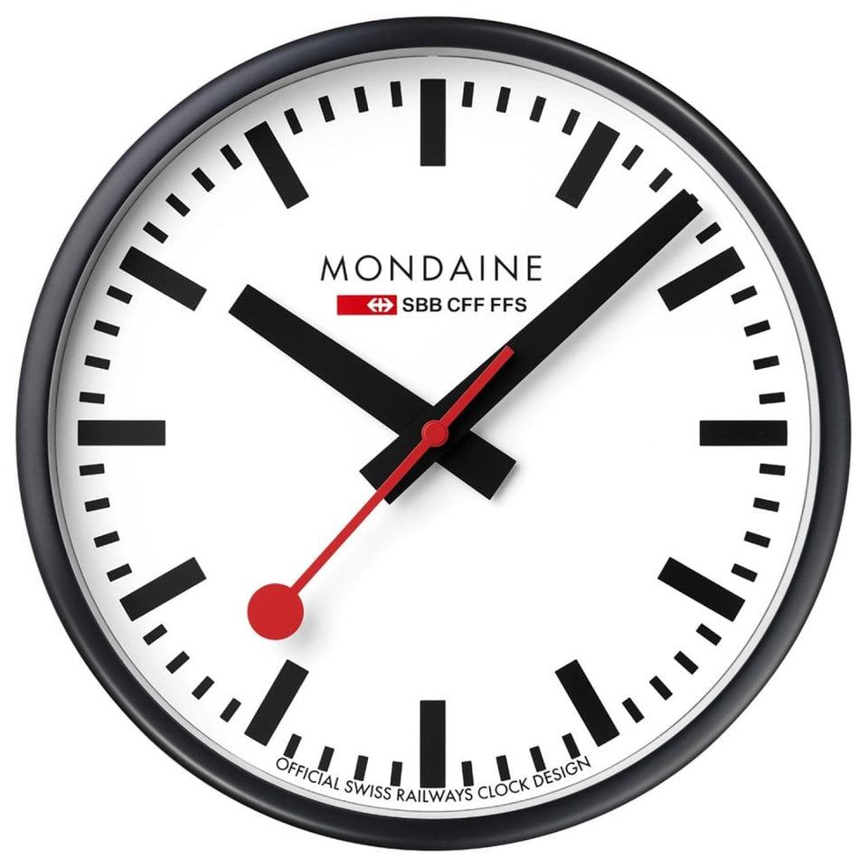 Mondaine The Original 25cm Matte Black Wall Clock