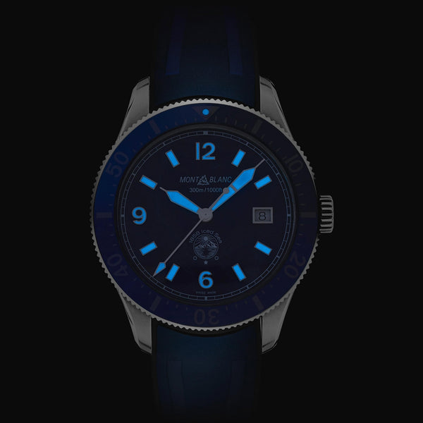 Montblanc Men's Iced Sea Automatic Date Rubber Strap Watch