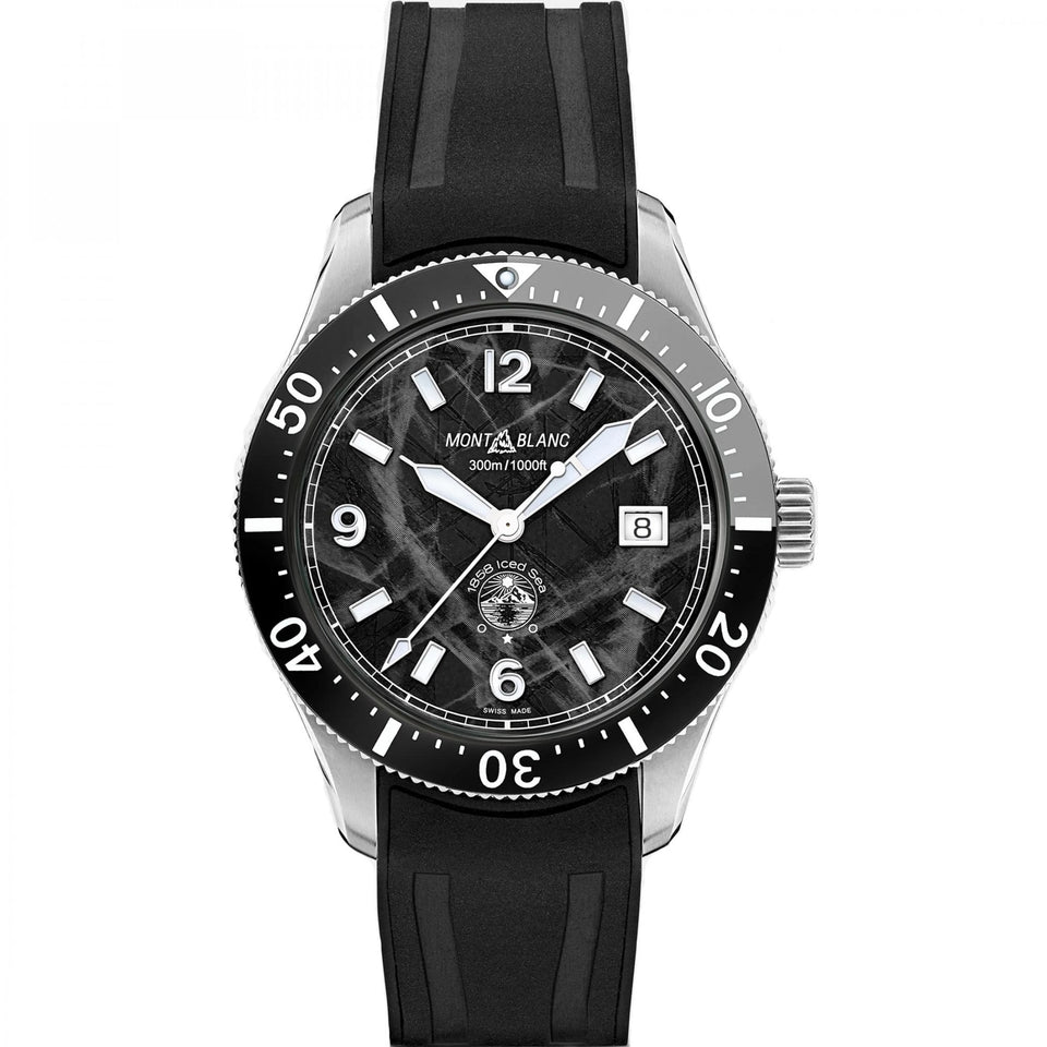 Montblanc Men's Iced Sea Black Dial Date 0 Oxygen Rubber Strap Watch