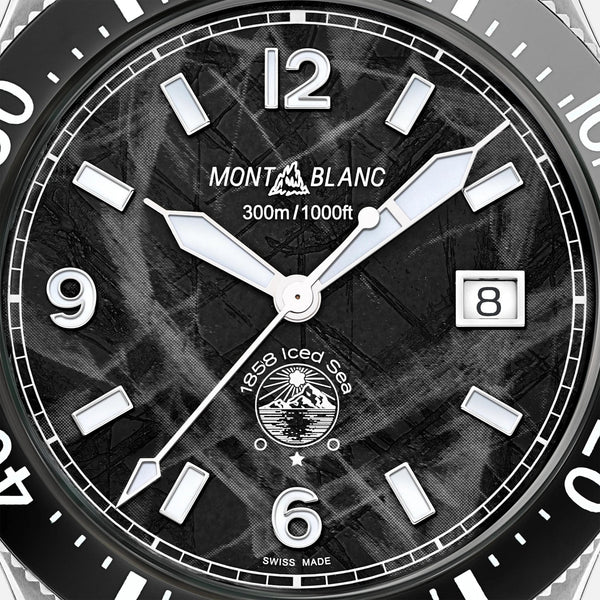 Montblanc Men's Iced Sea Black Dial Date 0 Oxygen Rubber Strap Watch