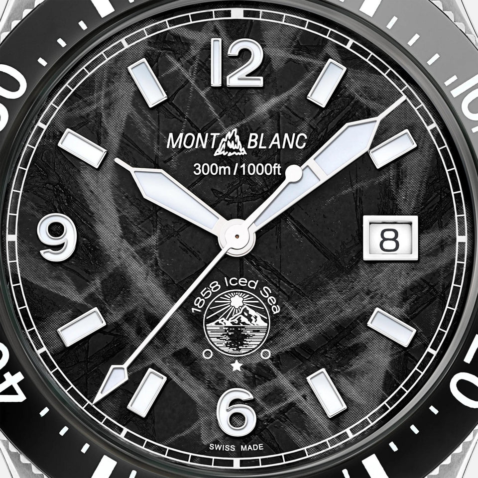 Montblanc Men's Iced Sea Black Dial Date 0 Oxygen Rubber Strap Watch