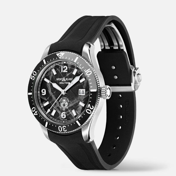 Montblanc Men's Iced Sea Black Dial Date 0 Oxygen Rubber Strap Watch