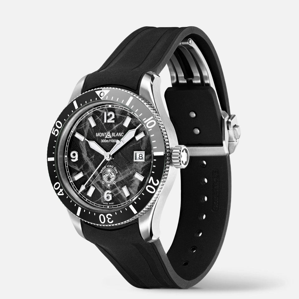 Montblanc Men's Iced Sea Black Dial Date 0 Oxygen Rubber Strap Watch