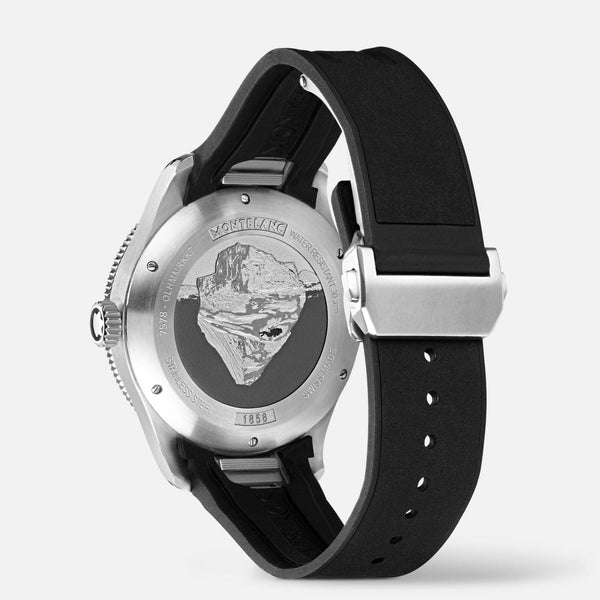 Montblanc Men's Iced Sea Black Dial Date 0 Oxygen Rubber Strap Watch