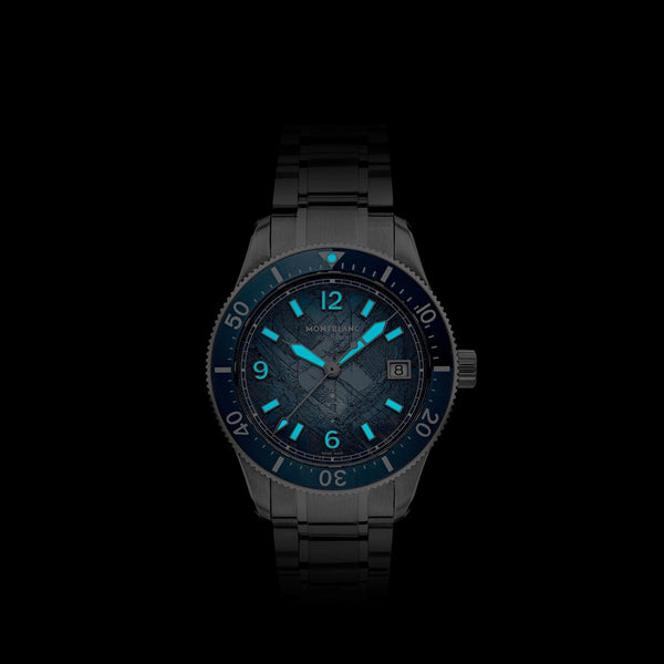Montblanc Men's Iced Sea Light Blue Dial Date 0 Oxygen Automatic Watch
