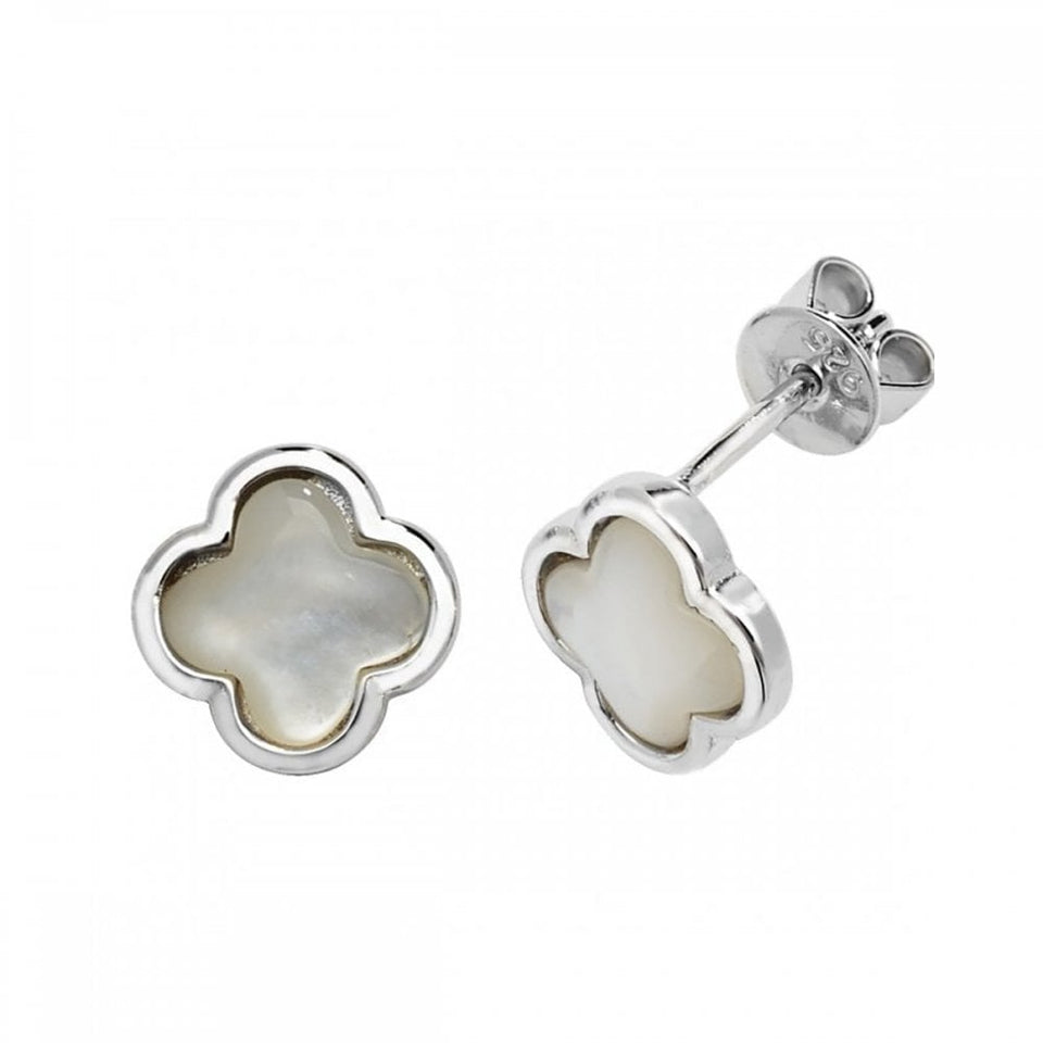 Francis & Gaye Mother Of Pearl Clover Earrings