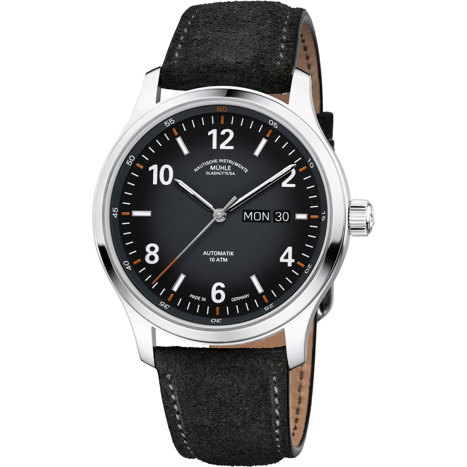 Mühle Glashütte Lunova Day/Date Grey Suede 42mm Titanium Automatic Watch