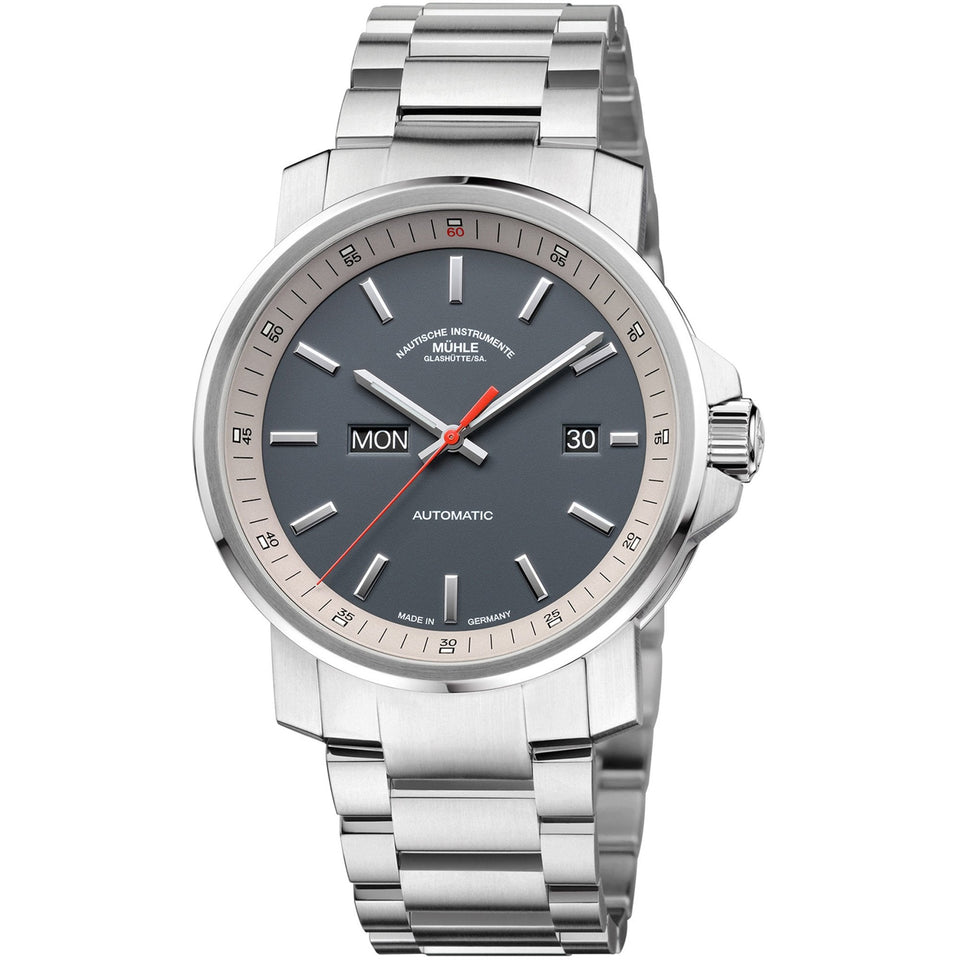 Mühle Glashütte Mens 29er Day Date Grey Dial Automatic 42mm Watch