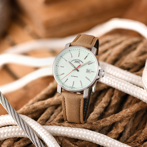 Mühle Glashütte Mens 29er Mint Green Dial 36.6mm Automatic Canvas Watch